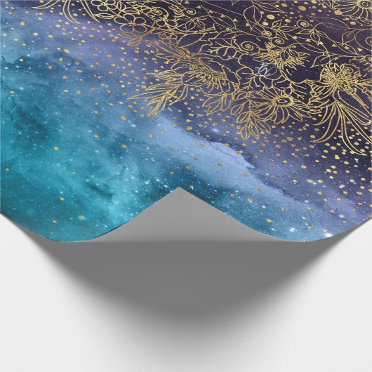 GoldblumenMandala- und -Confettibild Geschenkpapier (Ecke)