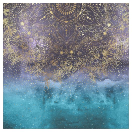 GoldblumenMandala- und -Confettibild Stoff (Muster)