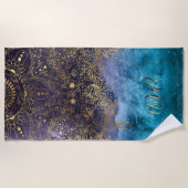 GoldblumenMandala- und -Confettibild Strandtuch (Vorderseite)