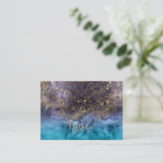 GoldblumenMandala- und -Confettibild Visitenkarte (Stehend Vorderseite)