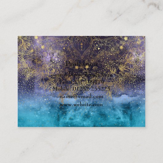 GoldblumenMandala- und -Confettibild Visitenkarte (Rückseite)