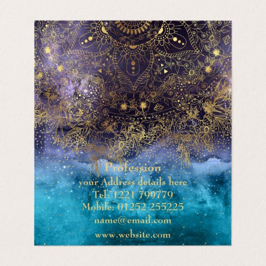 GoldblumenMandala- und -Confettibild Visitenkarten (Innenseite Aufgefaltet)