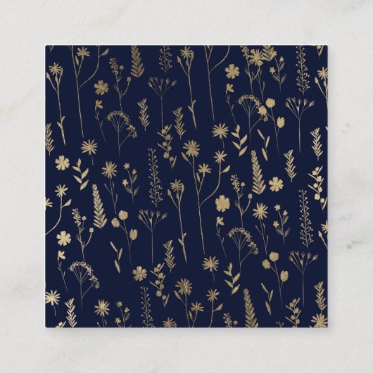 Goldblumenmarineblau-Haarmake-uptypographie Quadratische Visitenkarte (Rückseite)