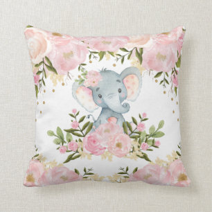 Goldblumenmonogramm-erröten kundenspezifisches kissen