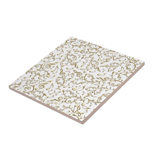 Goldblumenmusik-Muster auf Weiß oder irgendeiner Fliese (Seite)