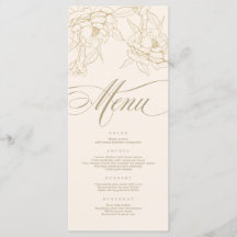 Goldblumenpeony, Ivory Wedding Menu Card