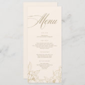 Goldblumenpeony, Ivory Wedding Menu Card Programm (Vorne/Hinten)