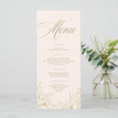 Goldblumenpeony, Ivory Wedding Menu Card Programm (Stehend Vorderseite)