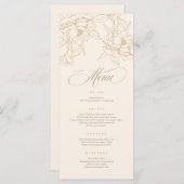 Goldblumenpeony, Ivory Wedding Menu Card Programm (Vorne/Hinten)