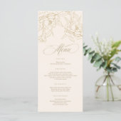 Goldblumenpeony, Ivory Wedding Menu Card Programm (Stehend Vorderseite)
