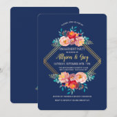 Goldblumenrahmen-Einladung Einladung (Vorne/Hinten)