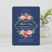 Goldblumenrahmen-Einladung Einladung (Stehend Vorderseite)