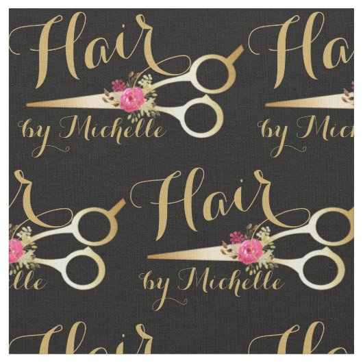 Goldblumenschere Friseursalon Stoff (Nahaufnahme)