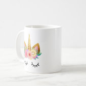 Goldblumenunicorn-Party Kaffeetasse (Vorderseite Links)