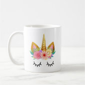 Goldblumenunicorn-Party Kaffeetasse (Links)