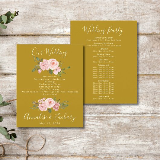 Goldblush-Hochzeitsprogramm