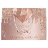 Goldblütenballons der Rose zum Geburtstag Glitzer Große Geschenktüte (Rückseite)