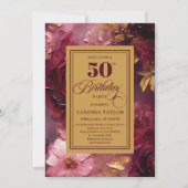 Goldblütenblüte im tiefen Rot Einladung (Vorderseite)