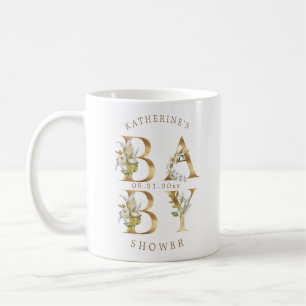 Goldblütenbriefe Babydusche Monogramm Kaffeetasse