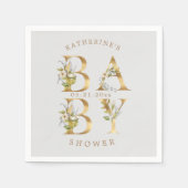 Goldblütenbriefe Babydusche Monogramm Serviette (Vorderseite)