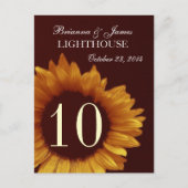 Goldblütenhochzeit-Tischnummer Postkarte (Vorderseite)