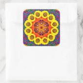 Goldblütenkaleidoskop Quadratischer Aufkleber (Tasche)