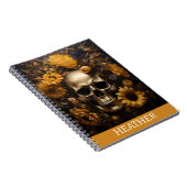 Goldblütenschädel Personalisierte Monogramm Notizblock (Rechte Seite)