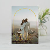 Goldbogen Modernes Minimales Foto Save the Date Folieneinladung (Stehend vorne)