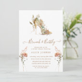 Goldboho stiletto Schuhbridal Einladung (Stehend Vorderseite)