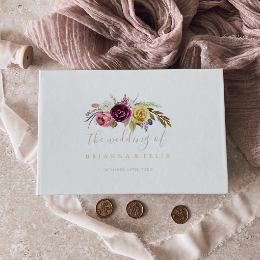 Goldboho Tropical Floral Wedding Gästebuch