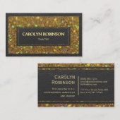 GoldBokeh Glitzer mit schwarzem Leder Visitenkarte (Vorne/Hinten)