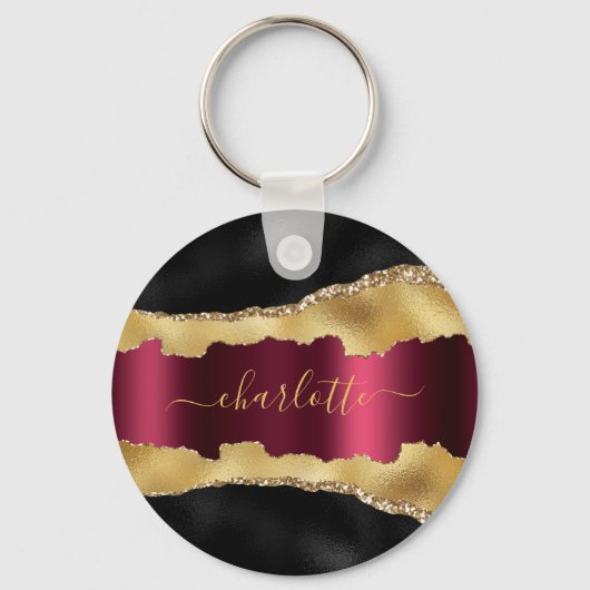 Goldbordeauxpas-Marmorschild Schlüsselanhänger (Vorderseite)
