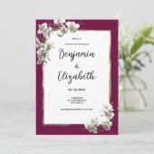 Goldbordeauxrot-orchid-Blumenzehen Einladung (Stehend Vorderseite)