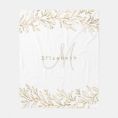 Goldbotanischer personalisierter Name und Monogram Fleecedecke (Vorderseite)
