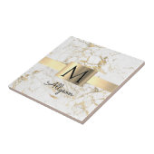 Goldbox aus weißem und goldfarbenem Marmor, Monogr Fliese (Seite)