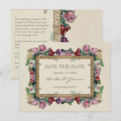 Goldbrakade, florales Formal Save the Date Ankündigungspostkarte (Vorne/Hinten)