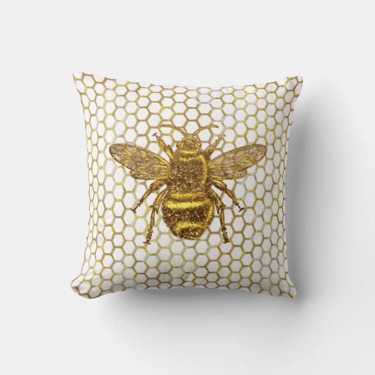 Goldbrasse Gold Hexagon Beehive Kissen (Vorderseite)