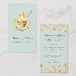 Goldbrasse und Kuchen, Bäckerei Koch Caterer Visitenkarte