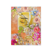 Goldbrassen Blumengarten Rosa Gelbe Rosen Perlen Notizblock (Rotiert)