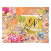 Goldbrassen Blumengarten Rosa Gelbe Rosen Perlen Notizblock (Vorderseite)