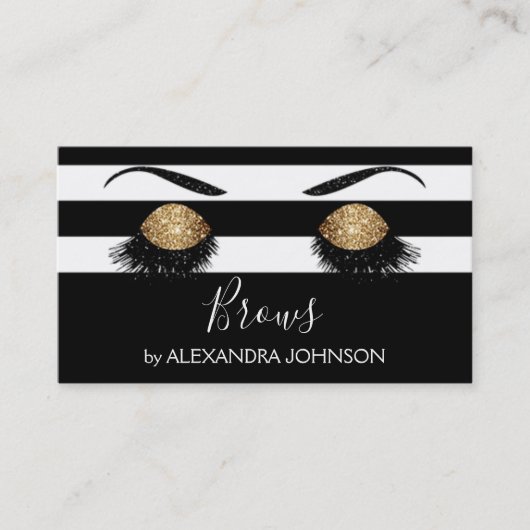 Goldbrauen Funkelnd mit Schwarzweißstreifen Visitenkarte (Vorderseite)
