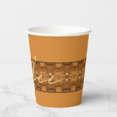 Goldbraune Creme und Weiß Pappbecher (Rückseite)