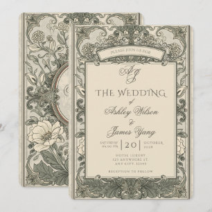 Goldbraune florale botanische Hochzeitseinladung Einladung