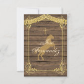 Goldbraune Primer CUMPLEANOS UNO Fiesta Geburtstag Einladung (Rückseite)