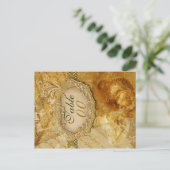 Goldbraune Vintage Hochzeit "Tischnummer" Postkarte (Stehend Vorderseite)