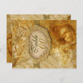 Goldbraune Vintage Hochzeit "Tischnummer" Postkarte (Vorne/Hinten)