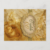 Goldbraune Vintage Hochzeit "Tischnummer" Postkarte (Rückseite)