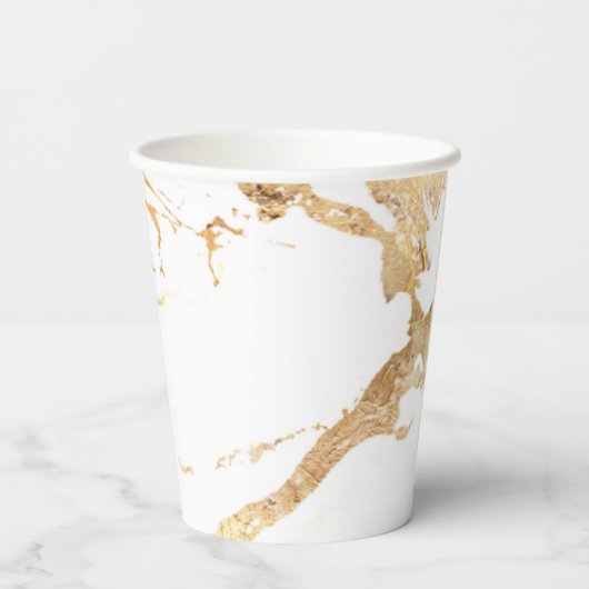 Goldbrauner Marmor weiß Pappbecher (Rückseite)