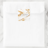 Goldbrauner Marmor weiß Quadratischer Aufkleber (Tasche)