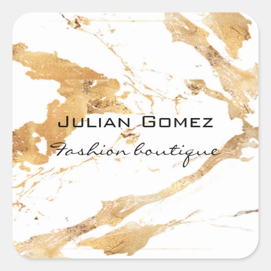 Goldbrauner Marmor weiß Quadratischer Aufkleber (Vorderseite)